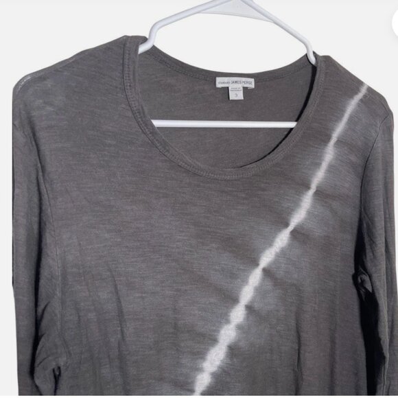 James Perse Long Sleeve Crew Neck Tee, Grey Tie Dye, Size Medium - Picture 2 of 4